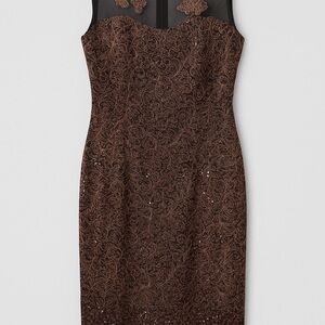 Kay Unger Strapless Brown Lace Dress